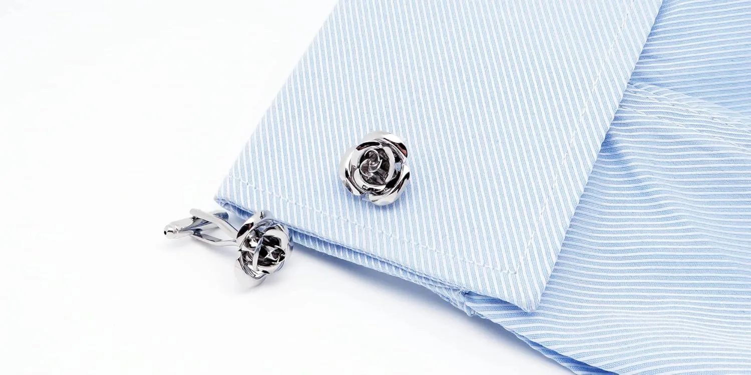 Rose Flower Women Lady Cufflinks With Gift Box French Shirt Unisex Cuff Link Tuxedo CuffLink Buttons for Business Wedding Birthday