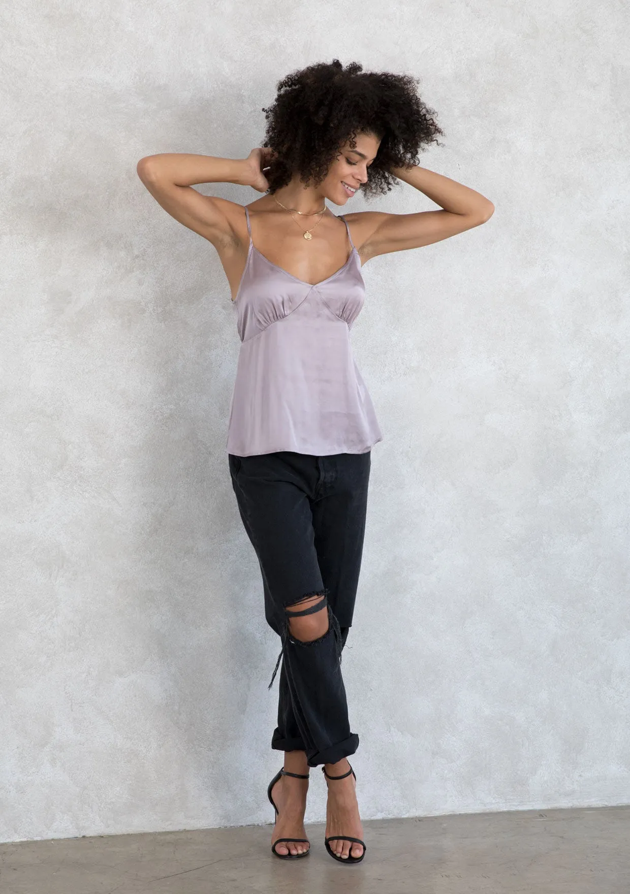 Silky Strappy Open Back Dressy Camisole Tank Top