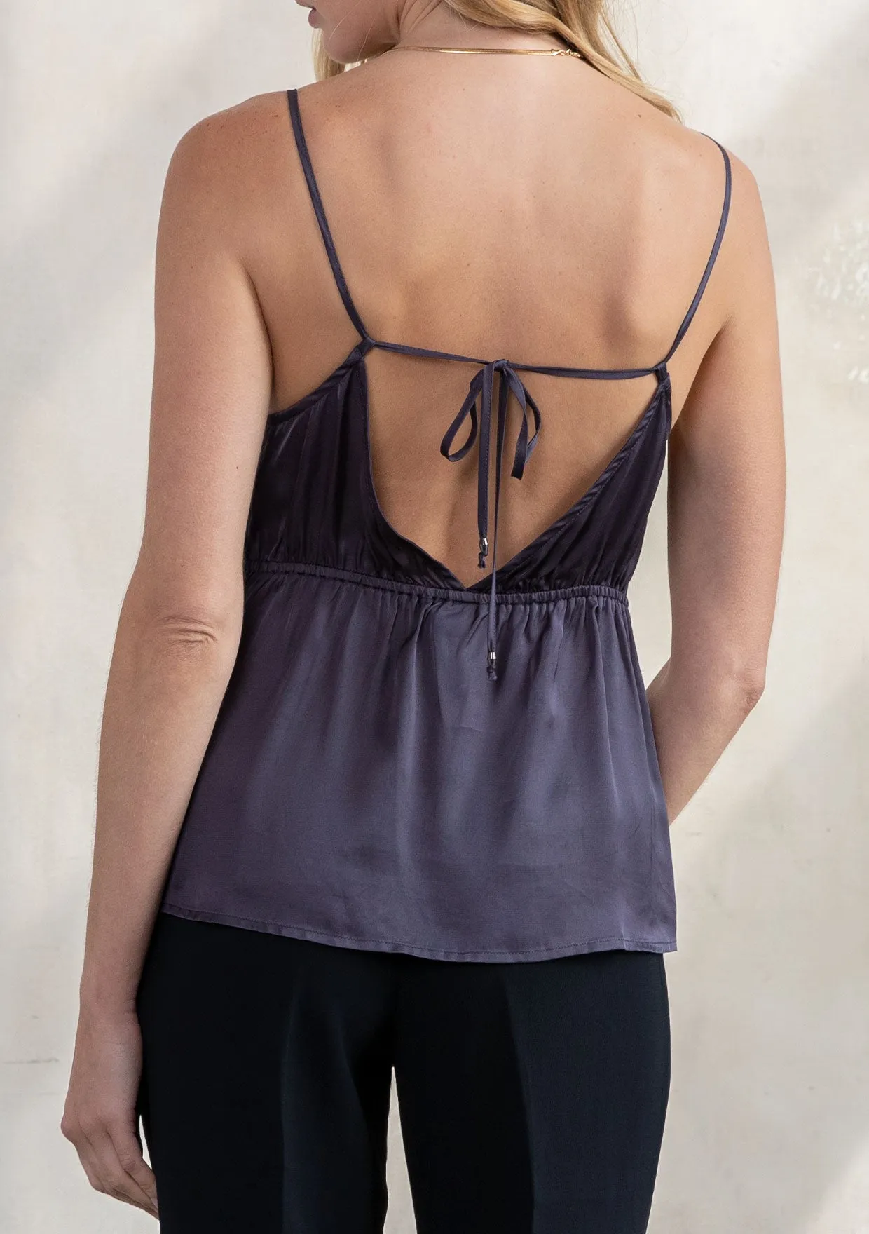 Silky Strappy Open Back Dressy Camisole Tank Top