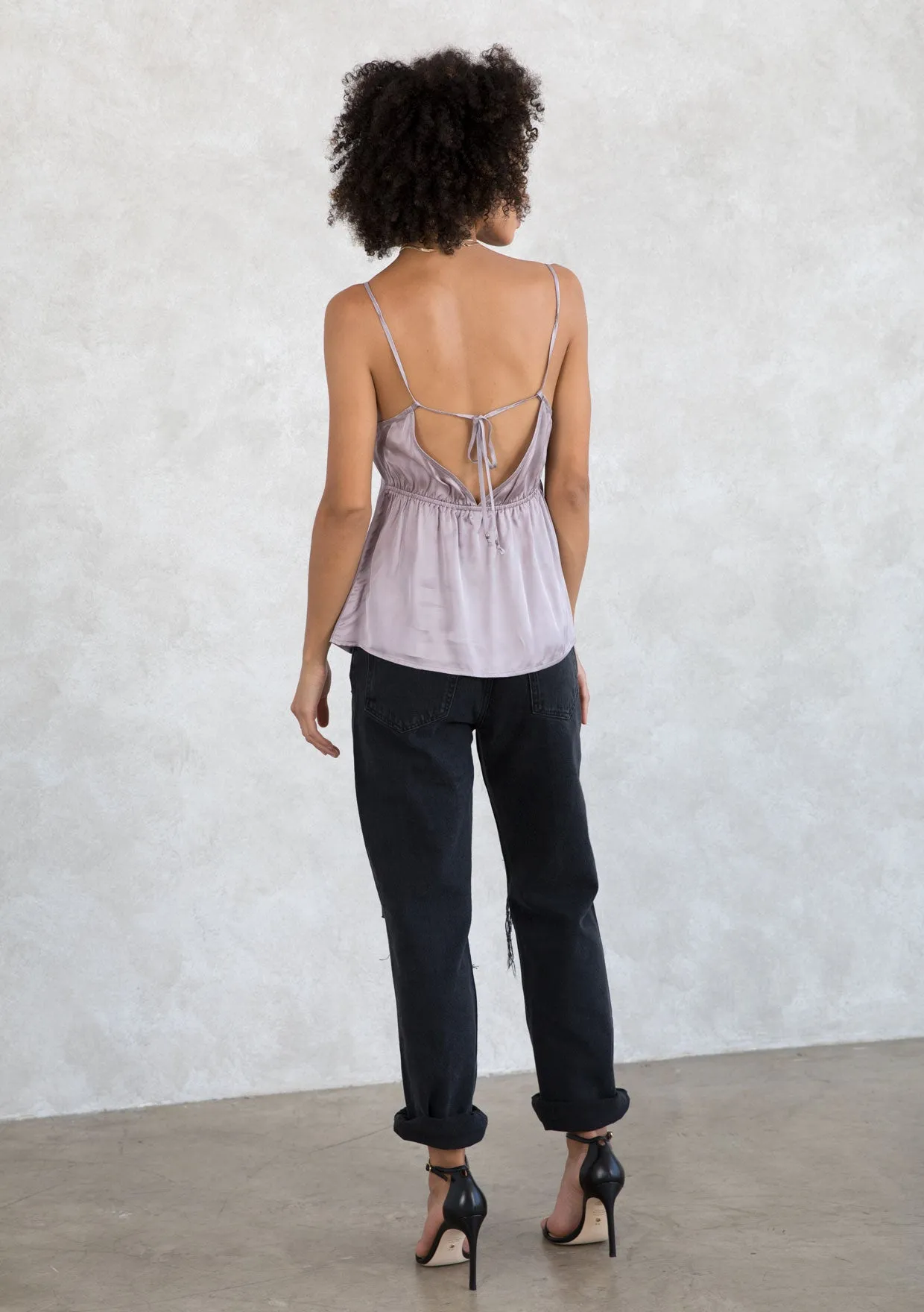 Silky Strappy Open Back Dressy Camisole Tank Top