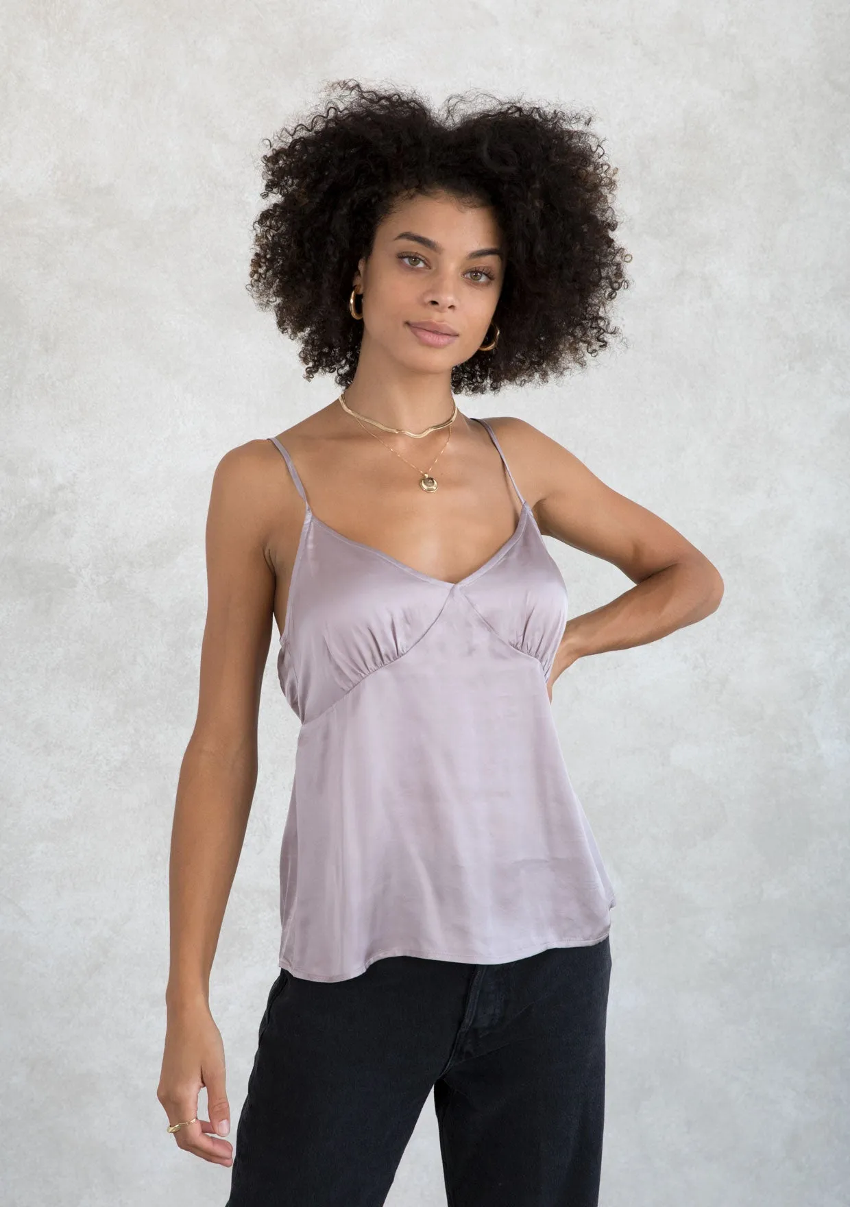 Silky Strappy Open Back Dressy Camisole Tank Top