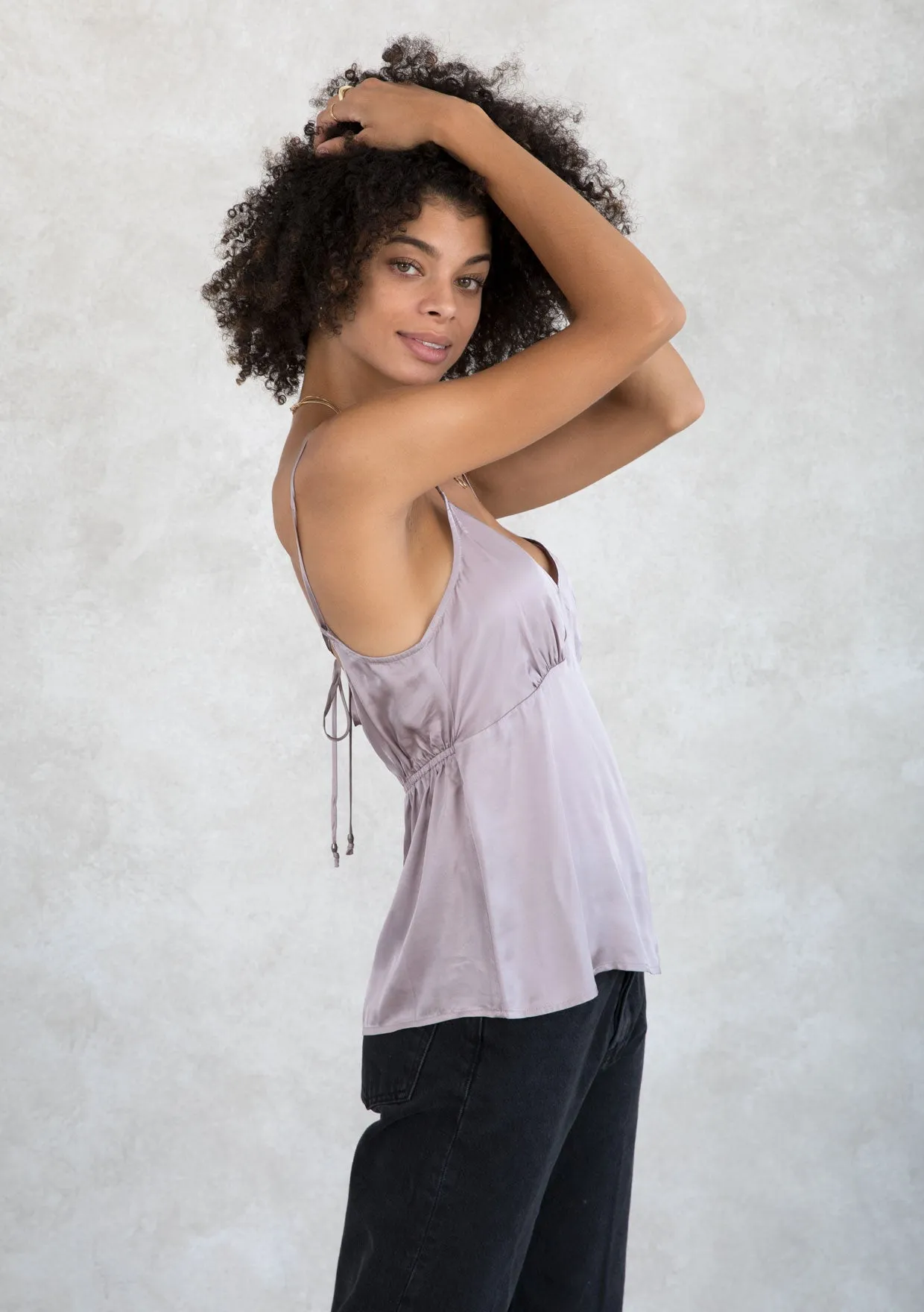 Silky Strappy Open Back Dressy Camisole Tank Top