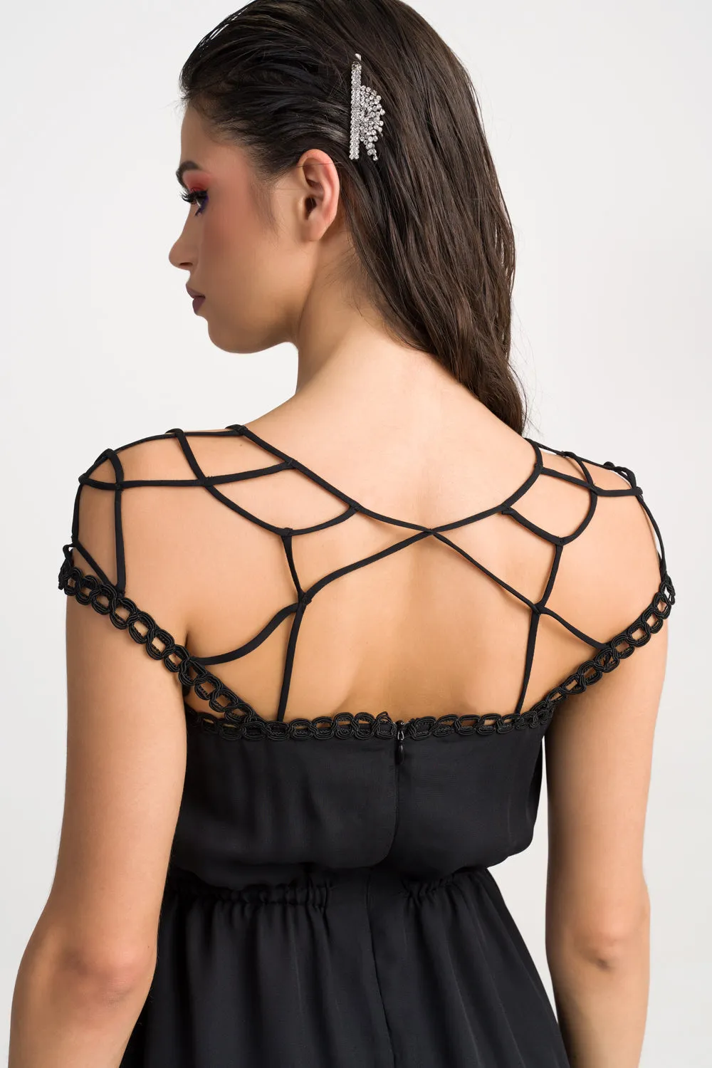 'Skye' Lace Embellished Cutout Mini Dress
