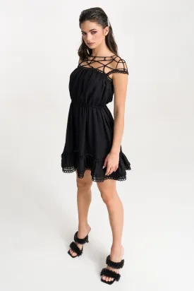 'Skye' Lace Embellished Cutout Mini Dress