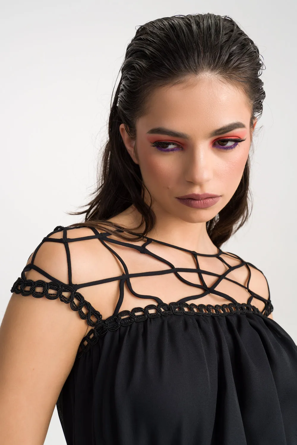 'Skye' Lace Embellished Cutout Mini Dress