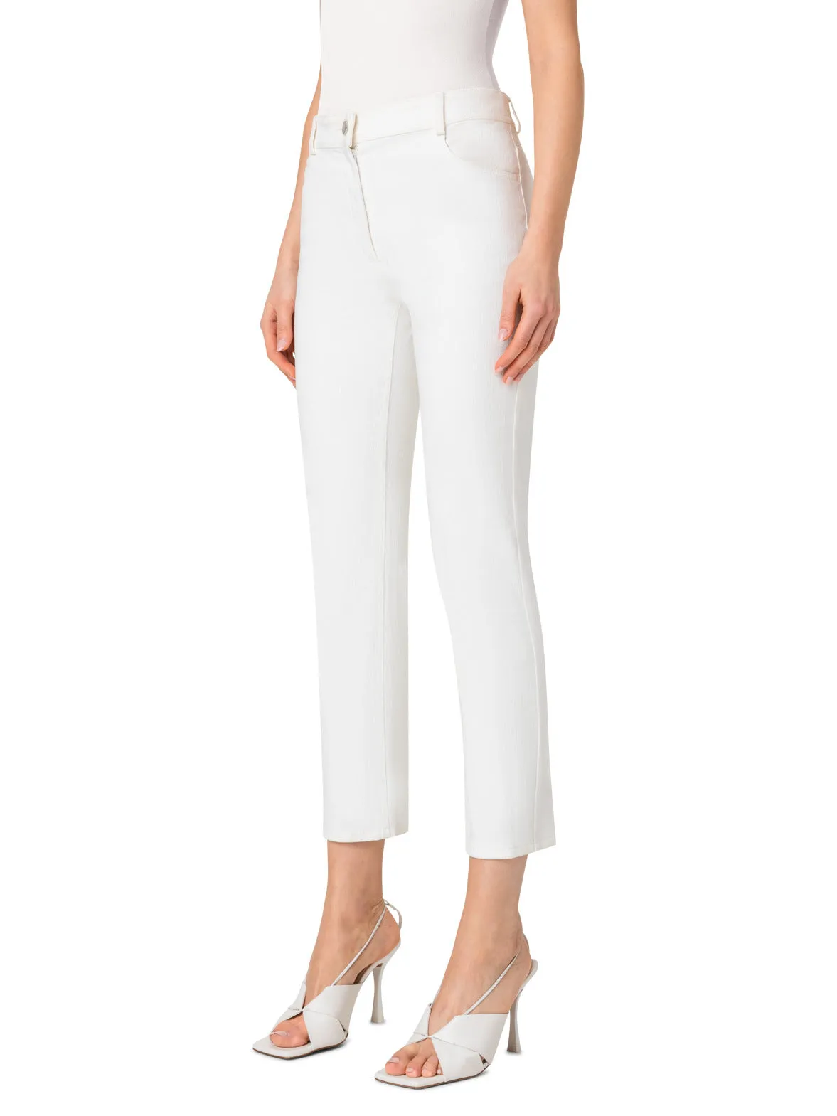 Slim Straight Cotton Denim Stretch Pants