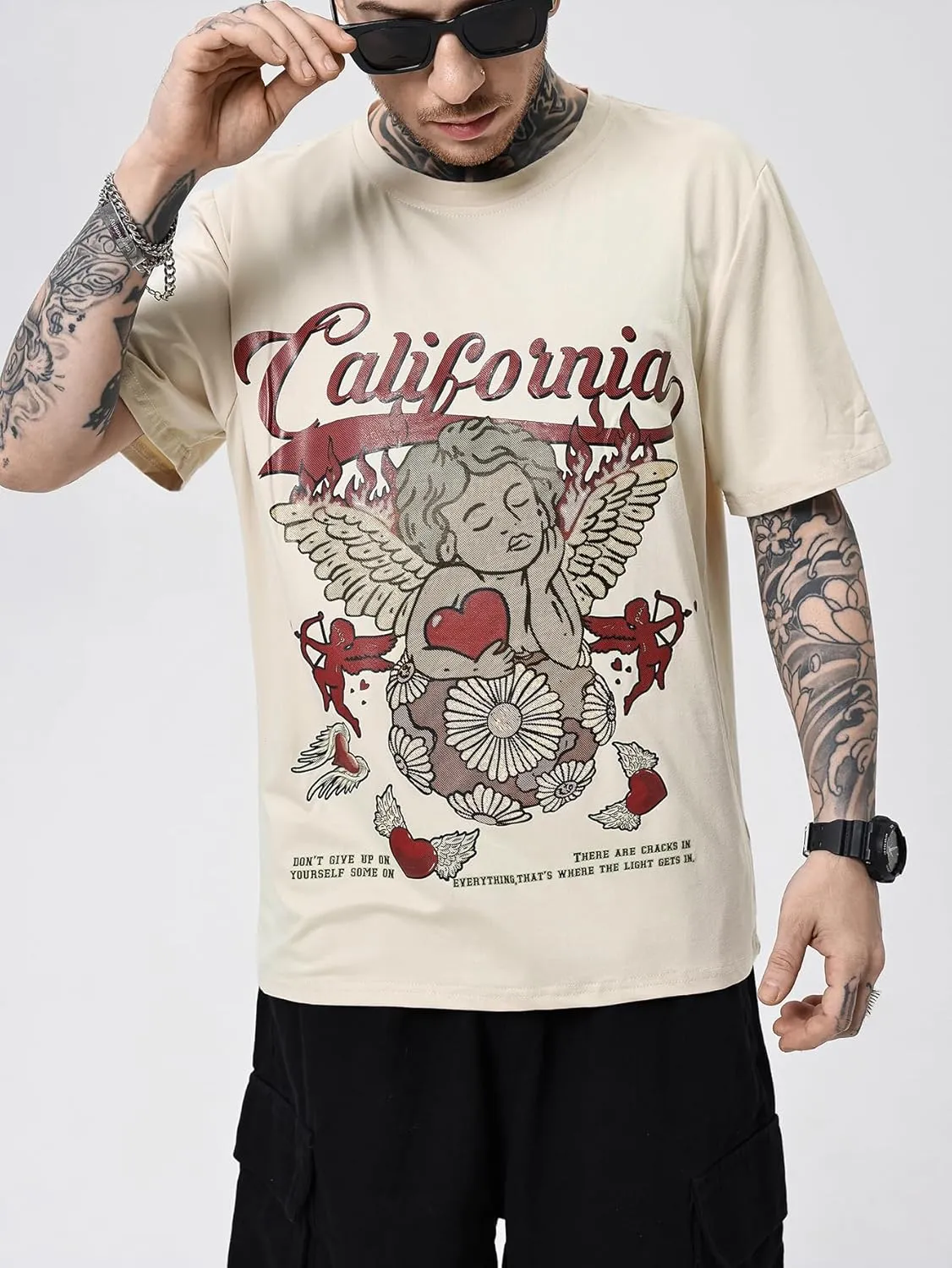 SOLY HUX Men's Vintage Graphic Print Tshirt Crew Neck Tee Shirts Short Sleeve Shirt Tops