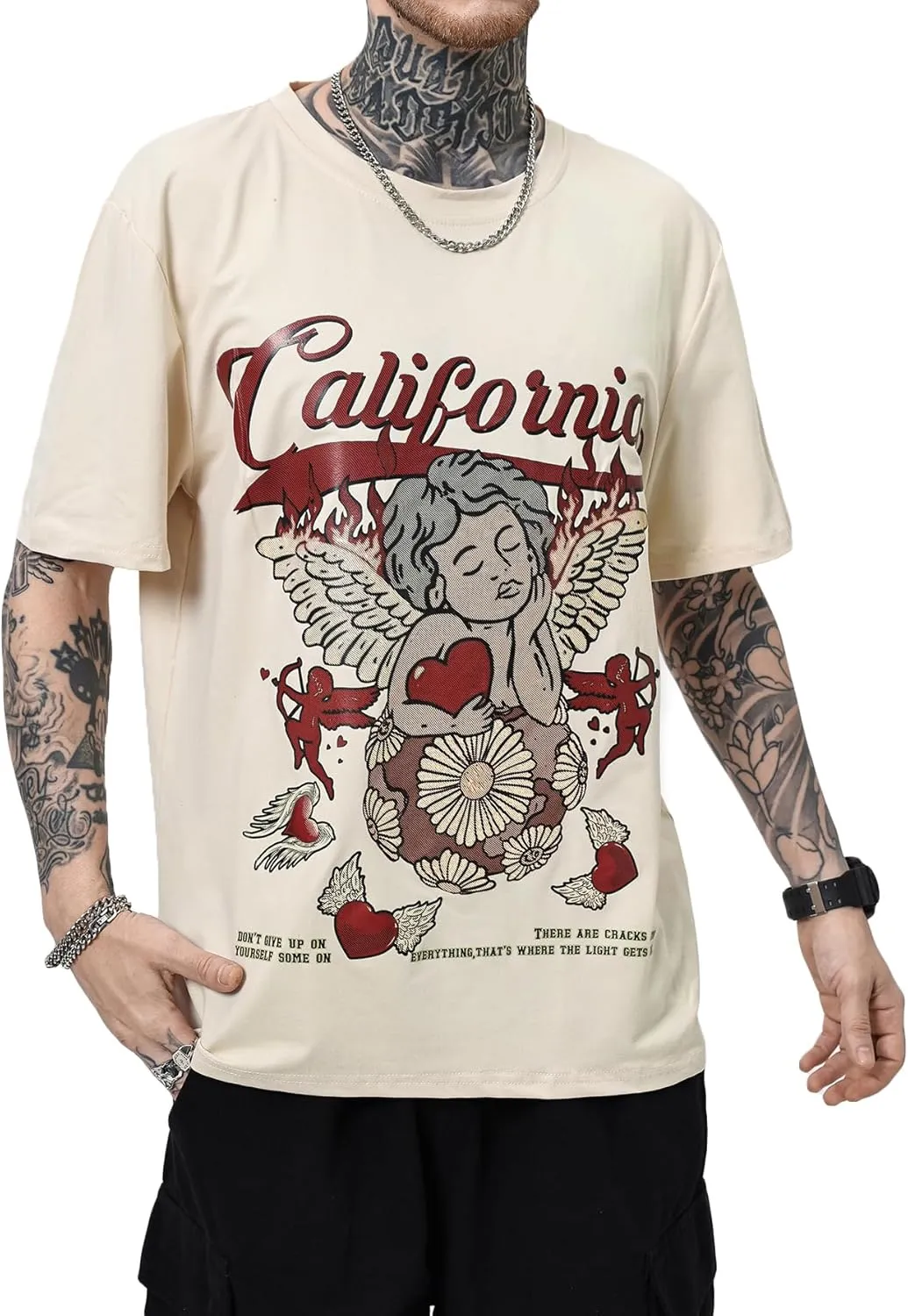 SOLY HUX Men's Vintage Graphic Print Tshirt Crew Neck Tee Shirts Short Sleeve Shirt Tops