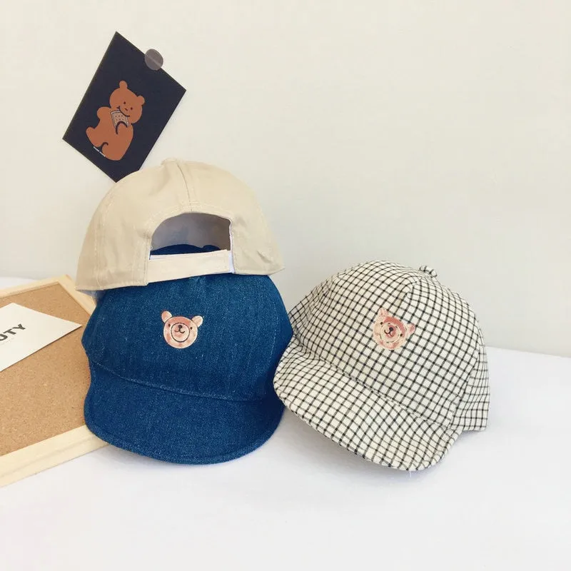 Spring and Summer New Boys and Girls Shade Baseball Beret Cute Cartoon Bear Head Baby Soft-edge Breathable Fashion Children'sCap