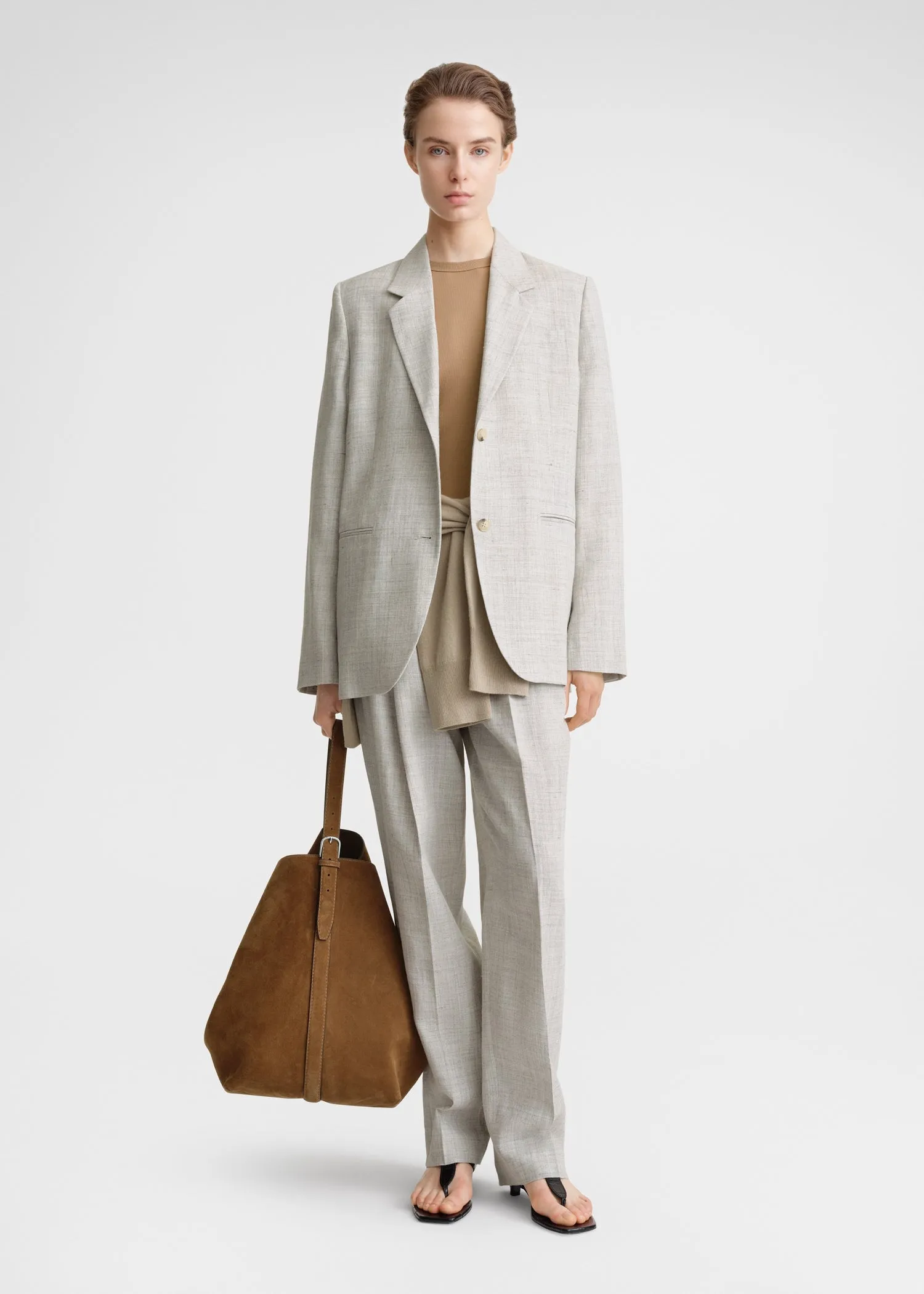 Tailored suit jacket oat melange