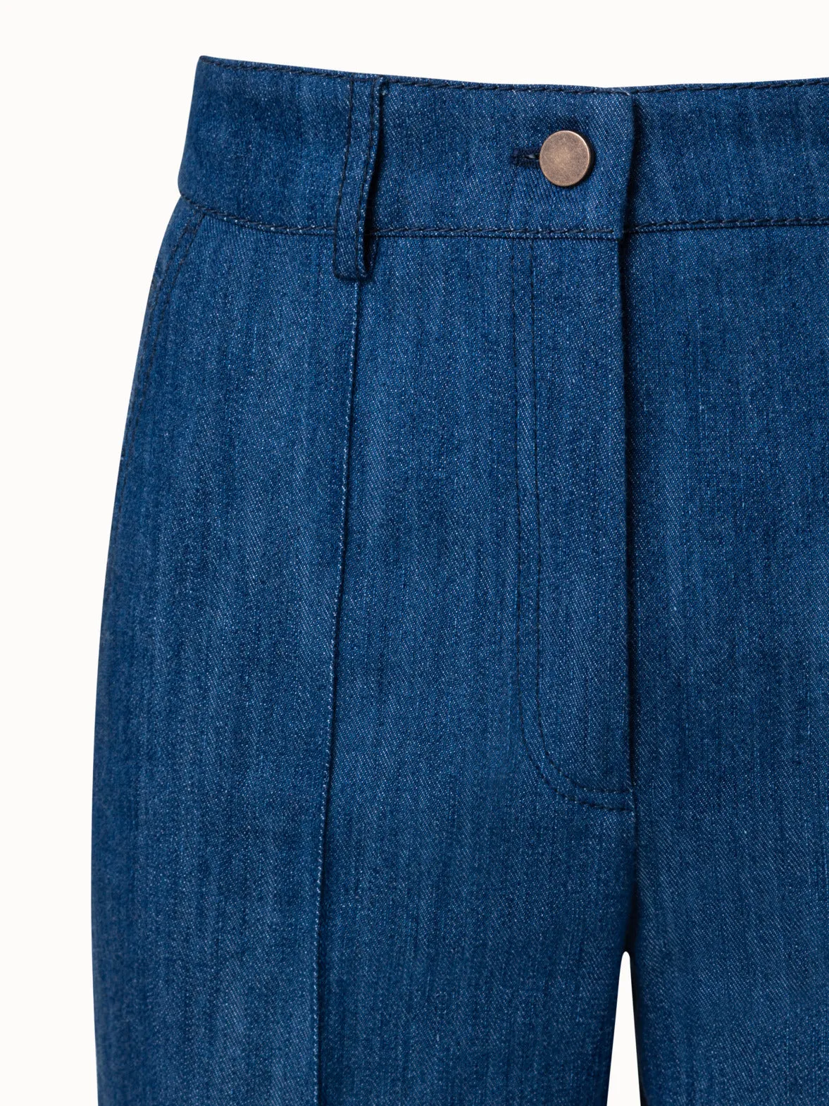 Tapered Cotton Denim Stretch Pants