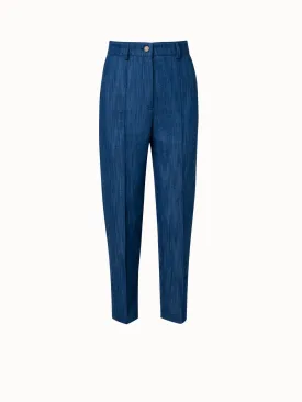Tapered Cotton Denim Stretch Pants