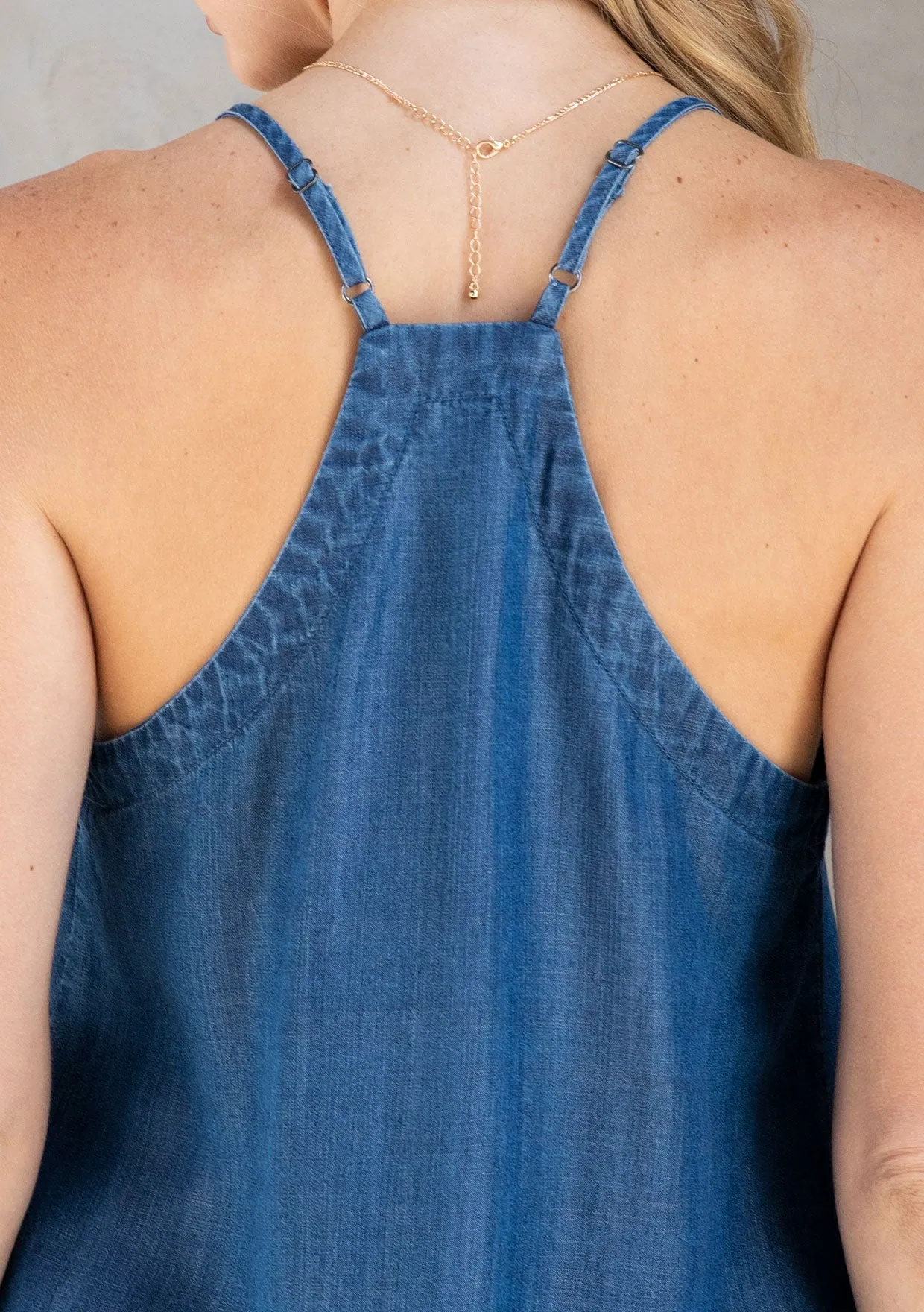 Tencel Button Front Racerback Tank Top