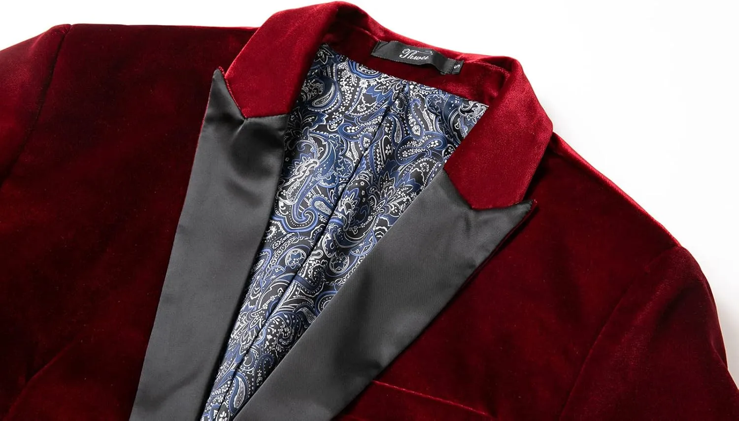 THWEI Mens Velvet Blazer Slim Fit Suit Jacket One Button Tuxedo Blazer Wedding Prom Dinner