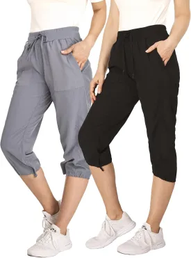 Ultra Performance Capri Pants for Women 2 Pack Womens Capris Hiking Capri Pants Summer Clothes for Women (Avail in Plus Size)