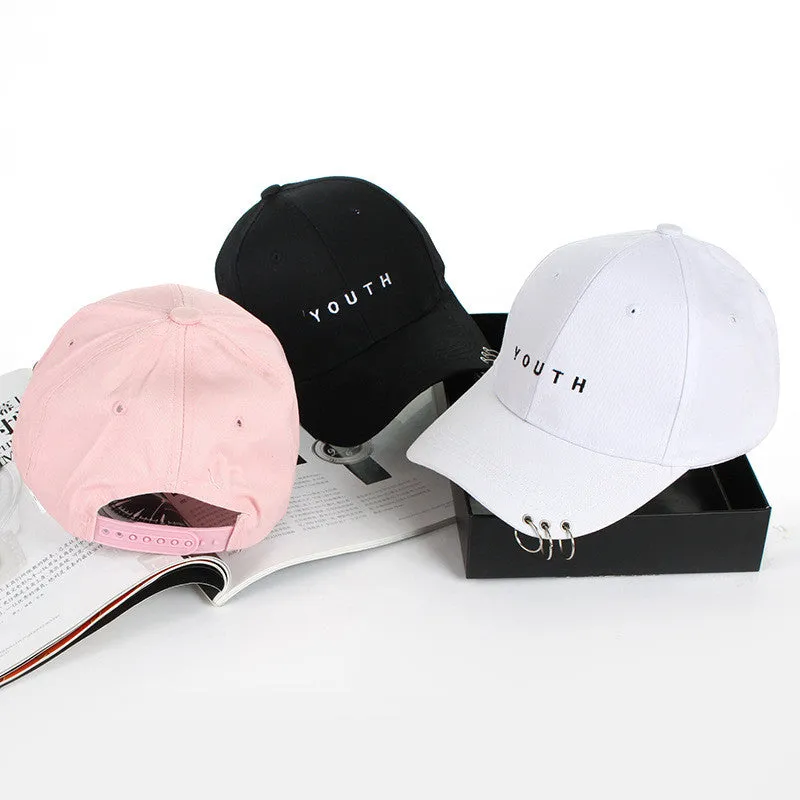 Unisex Letter Printed Solid Caps Men Women Ring Hip Hop Cotton baseball cap Snapback Hat