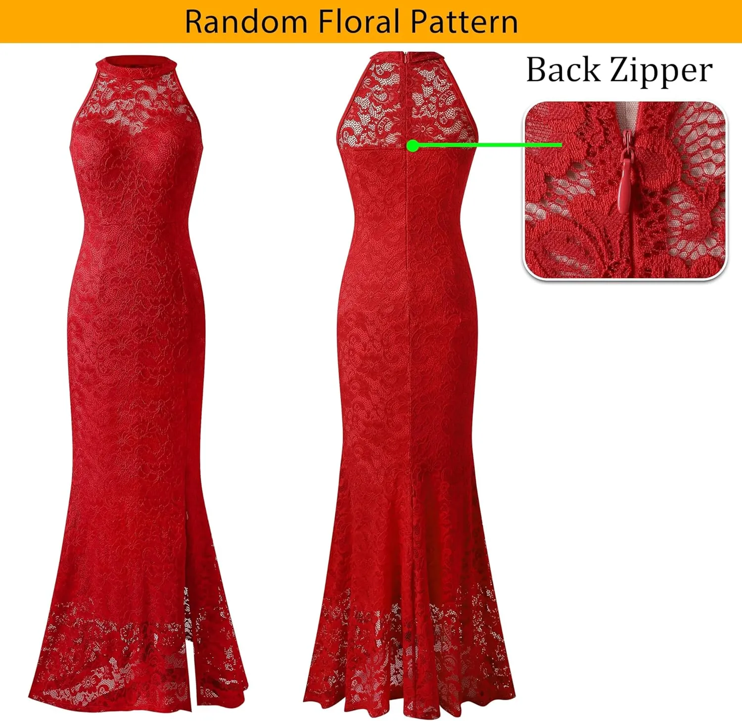 VFSHOW Womens Formal Sexy Halter High Slit Prom Wedding Guest Maxi Dress 2023 Illusion Sweetheart Neckline Evening Long Gown