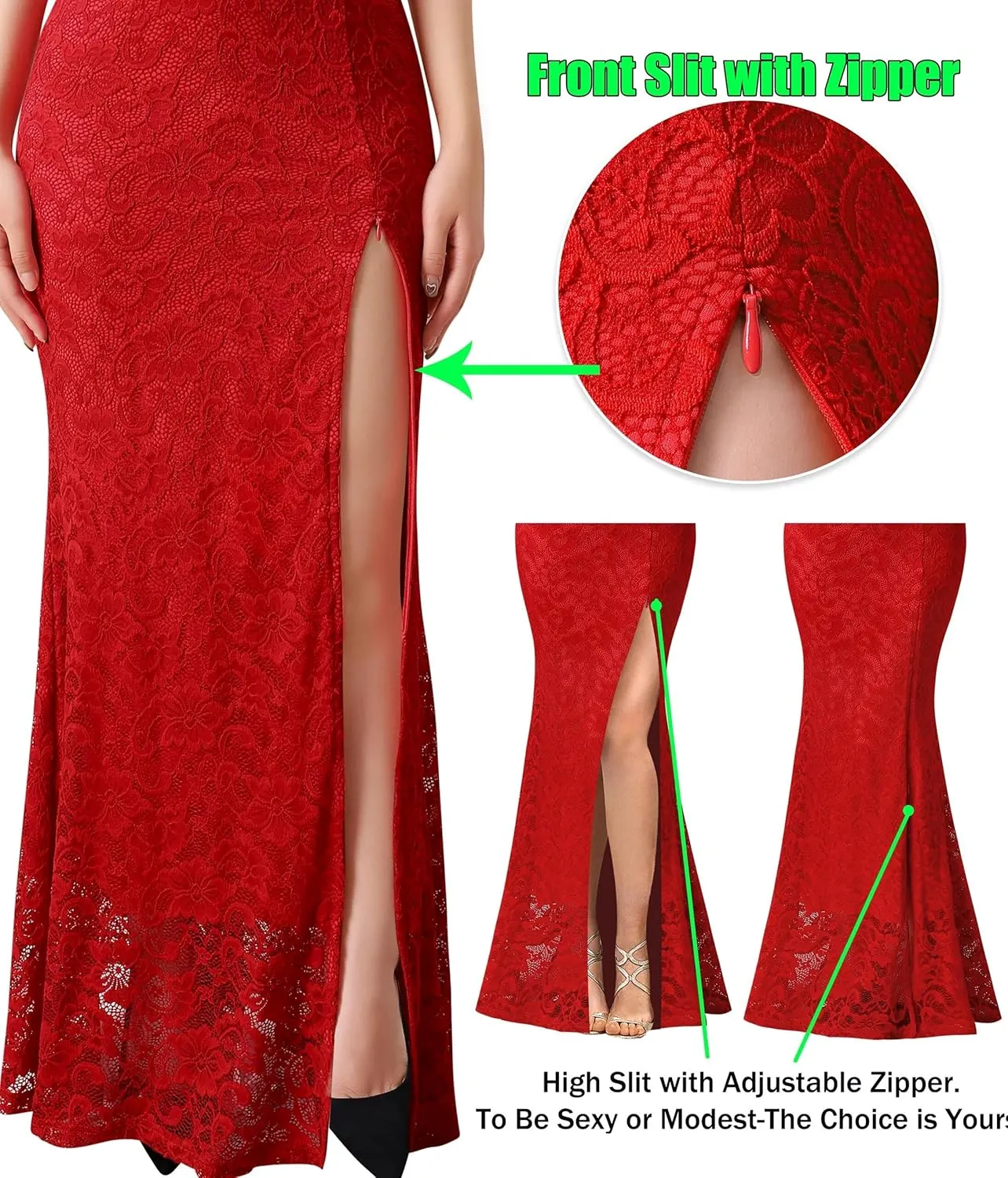 VFSHOW Womens Formal Sexy Halter High Slit Prom Wedding Guest Maxi Dress 2023 Illusion Sweetheart Neckline Evening Long Gown