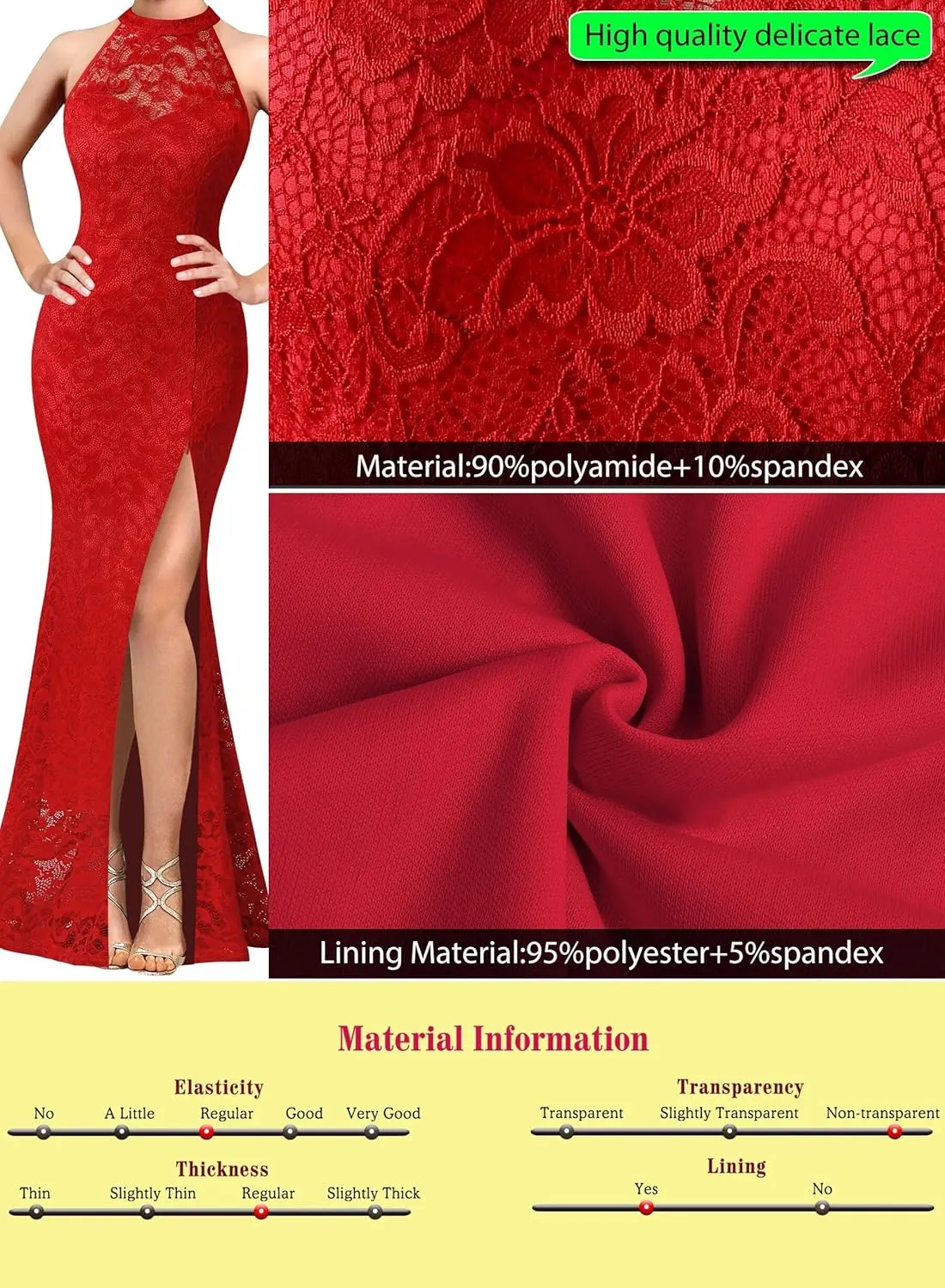 VFSHOW Womens Formal Sexy Halter High Slit Prom Wedding Guest Maxi Dress 2023 Illusion Sweetheart Neckline Evening Long Gown