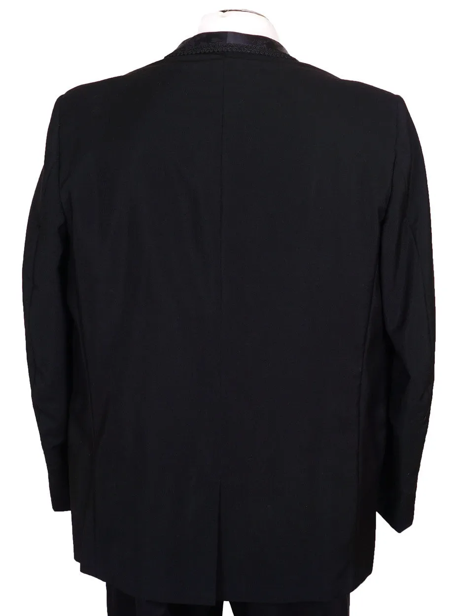 Vintage 1960s Tuxedo Jacket Brocade Satin Shawl Lapels Mens Size L