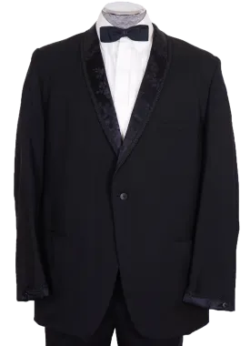 Vintage 1960s Tuxedo Jacket Brocade Satin Shawl Lapels Mens Size L