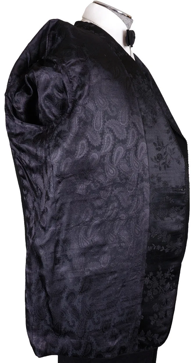 Vintage 1960s Tuxedo Jacket Brocade Satin Shawl Lapels Mens Size L