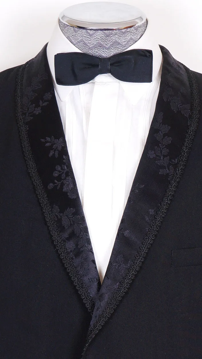 Vintage 1960s Tuxedo Jacket Brocade Satin Shawl Lapels Mens Size L