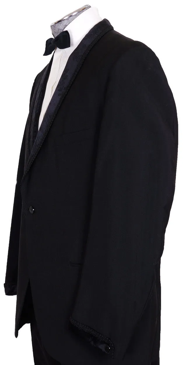 Vintage 1960s Tuxedo Jacket Brocade Satin Shawl Lapels Mens Size L