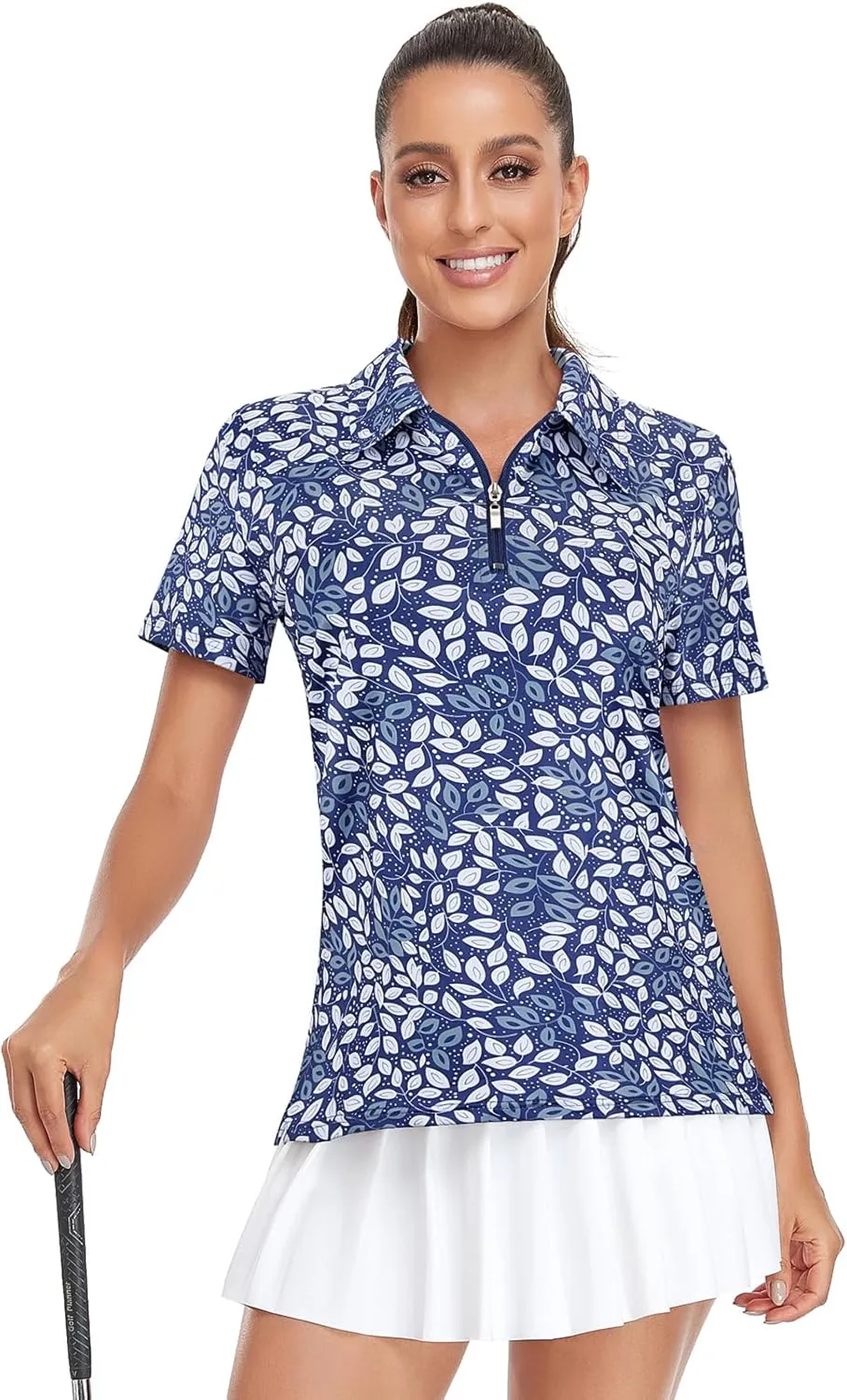 Viracy Womens Golf Shirt UPF50  Sun Protection Short Sleeve 1/4 Zip Up Polo Workout Tops Fast Dry Fit Moisture Wicking
