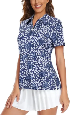 Viracy Womens Golf Shirt UPF50  Sun Protection Short Sleeve 1/4 Zip Up Polo Workout Tops Fast Dry Fit Moisture Wicking