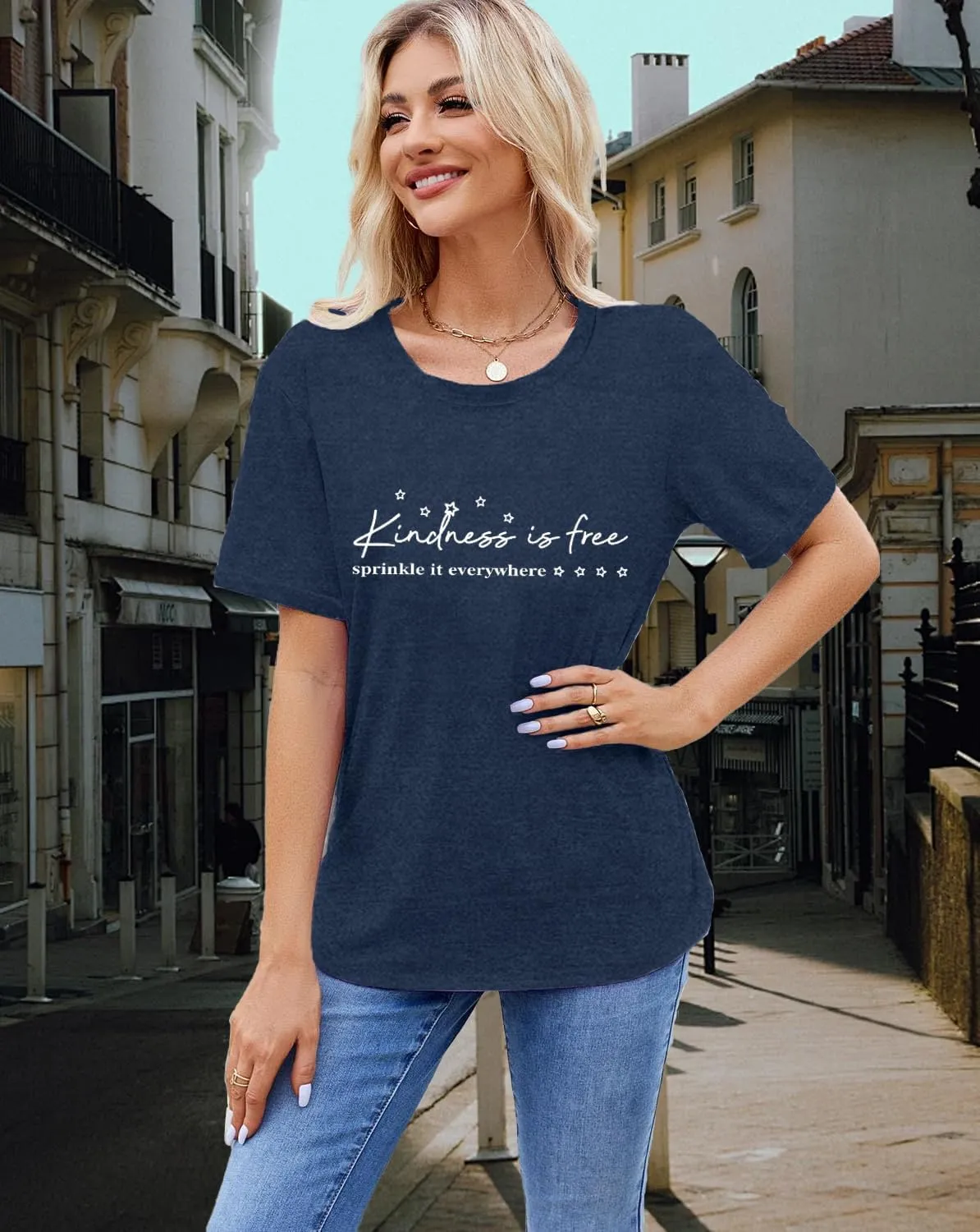 Women Be Kind Shirts Kindness is Free T-Shirts Inspirational Teacher Tee Tops