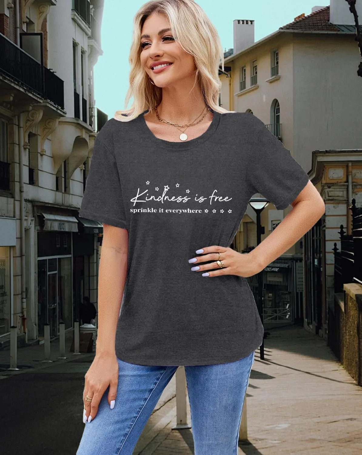 Women Be Kind Shirts Kindness is Free T-Shirts Inspirational Teacher Tee Tops