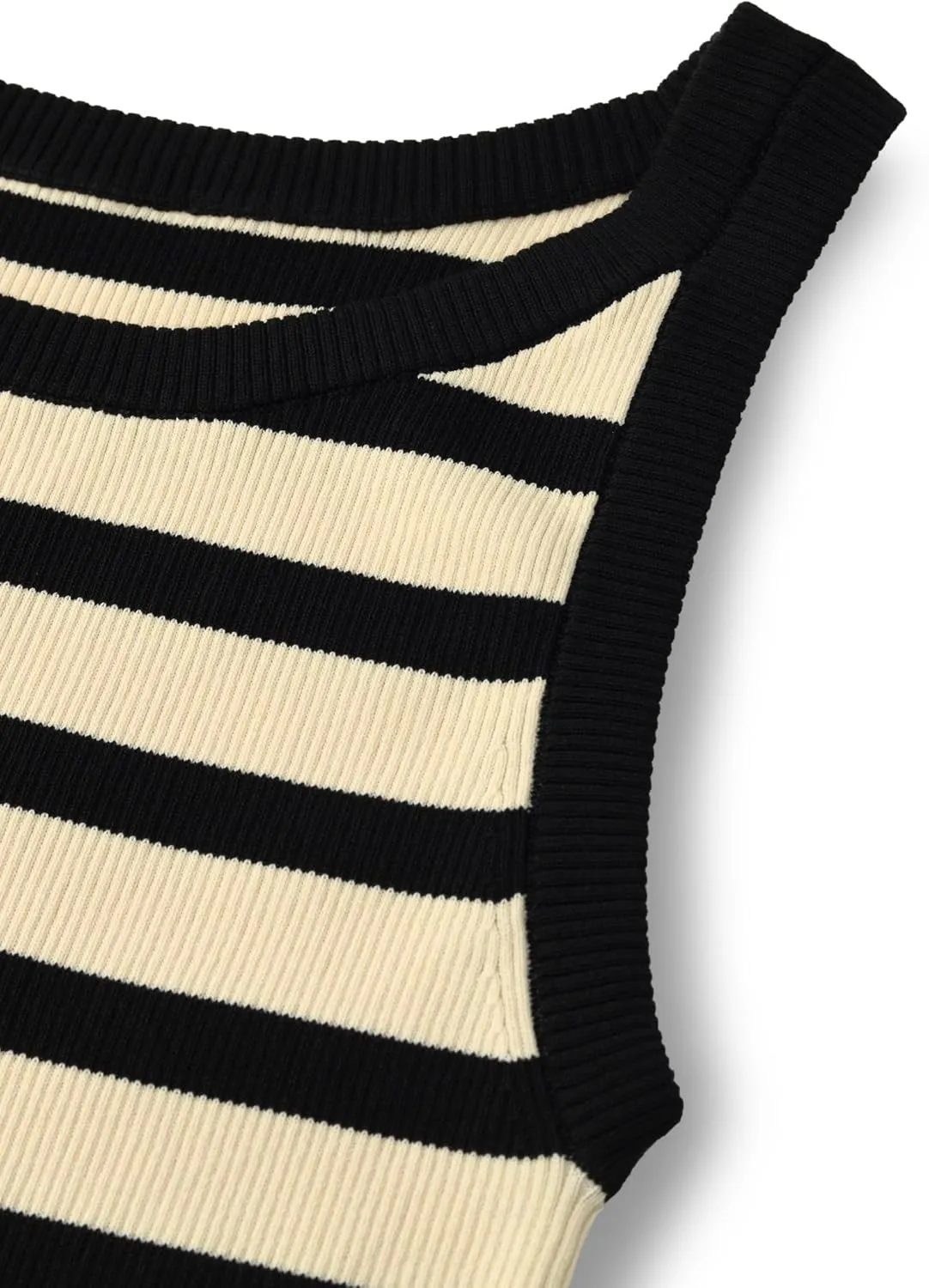 Women's Sleeveless Tank Tops Striped Crew Neck Ribbed Knit Basic Cami Shirts for Daily Casual