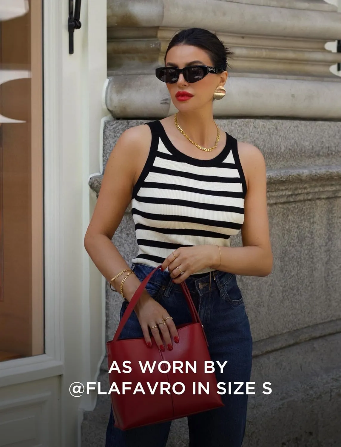Women's Sleeveless Tank Tops Striped Crew Neck Ribbed Knit Basic Cami Shirts for Daily Casual