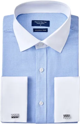 Year In Year Out French Cuff Wrinkle Free Dress Shirt for Men Regular Fit Long Sleeve Wrinkle Resistant Shirt