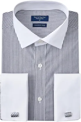 Year In Year Out French Cuff Wrinkle Free Dress Shirt for Men Regular Fit Long Sleeve Wrinkle Resistant Shirt
