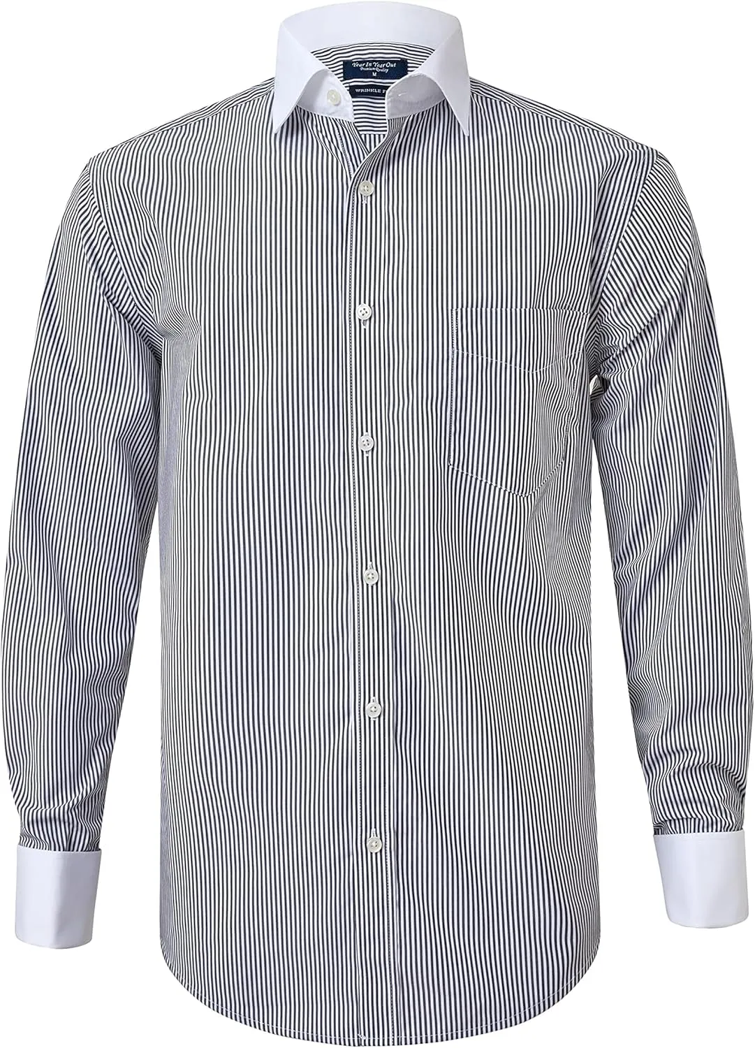 Year In Year Out French Cuff Wrinkle Free Dress Shirt for Men Regular Fit Long Sleeve Wrinkle Resistant Shirt