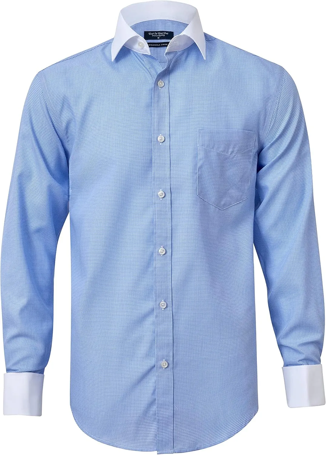 Year In Year Out French Cuff Wrinkle Free Dress Shirt for Men Regular Fit Long Sleeve Wrinkle Resistant Shirt
