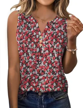 Zeagoo Womens Tank Tops 2025 Loose Button Down V Neck Flowy Summer Tops Basic Trendy Beach Vacation Outfits
