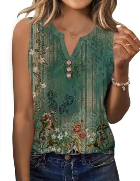 Zeagoo Womens Tank Tops 2025 Loose Button Down V Neck Flowy Summer Tops Basic Trendy Beach Vacation Outfits