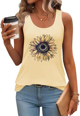 Zeagoo Womens Tank Tops Flowy Loose Fit Scoop Neck Casual Summer Tops Curvy Hem
