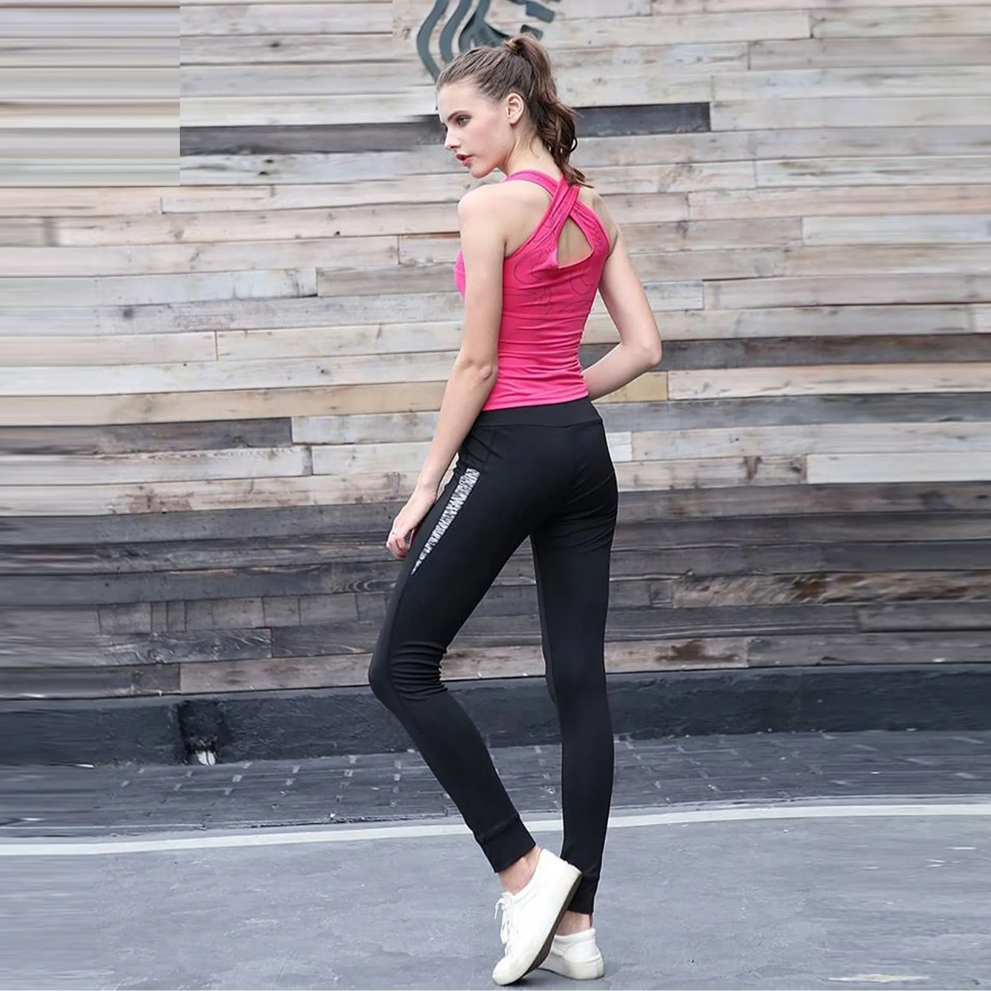 Z.E.E.B.R.A - Women 'Pink' Activewear Yoga Vest Solid Padded Running Fitness Tank Top ZR623